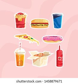 Fast food. The drinks. Vector graphic.