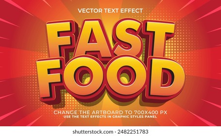 fast food editable 3d text effect template bold typography and abstract style foods logo and brand