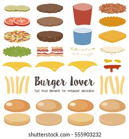 Fast food elements for restaurant decoration