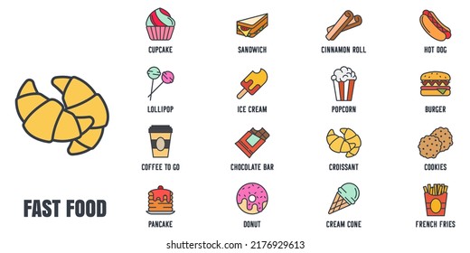 Fast food elements set icon symbol template for graphic and web design collection logo vector illustration