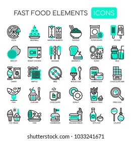 Fast food Elements , Thin Line and Pixel Perfect Icons