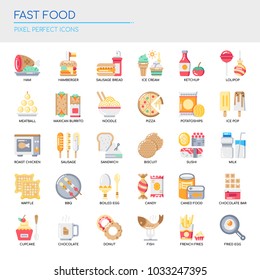 Fast food Elements , Thin Line and Pixel Perfect Icons
