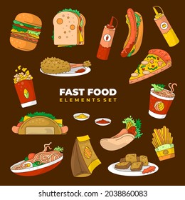 fast food elements vector background