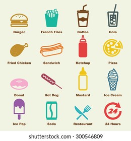 fast food elements, vector infographic icons
