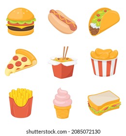 Fast Food Emoji Icon Illustration. Restaurant Dinner Vector Symbol Emoticon Design Doodle Vector.