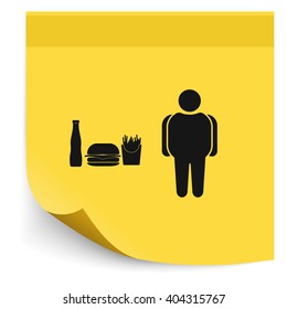 Fast food and fat man icon.