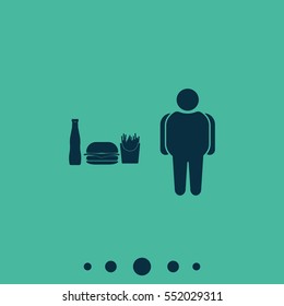 Fast food and fat man icon.