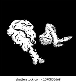 fast food fired chicken drawing object black white 