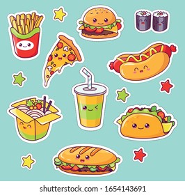 Fast Food Flat Cartoon Vector Illustration Stock Vector (Royalty Free ...