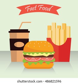 fast food flat design concept vector illustration