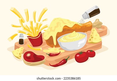 Fast Food Flat Design Vector Illustration