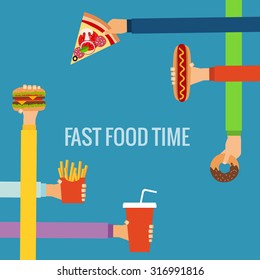 Fast food flat hand concept made in vector.