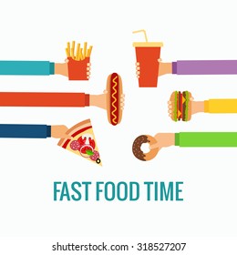 Fast food flat hand concept made in vector.