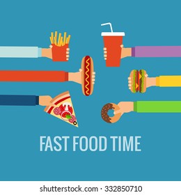 Fast food flat hand concept made in vector.