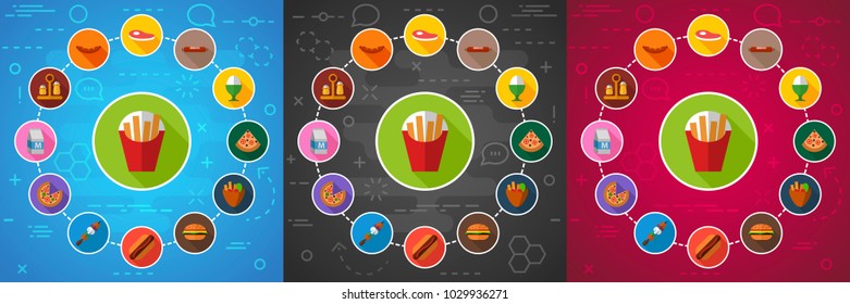 Fast food flat icon concept. Vector illustration. Element template for design.