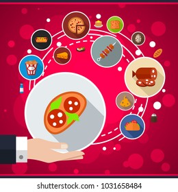 Fast food flat icon concept. Vector illustration. Element template for design.