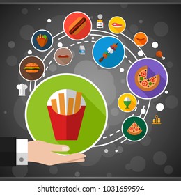 Fast food flat icon concept. Vector illustration. Element template for design.