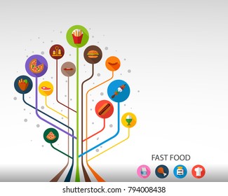 Fast food flat icon concept. Vector illustration. Element template for design.