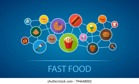 Fast food flat icon concept. Vector illustration. Element template for design.
