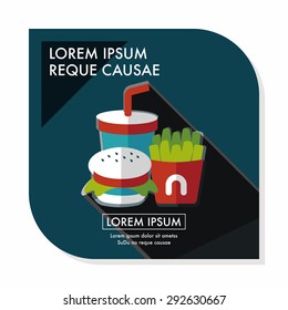 fast food flat icon with long shadow,eps10