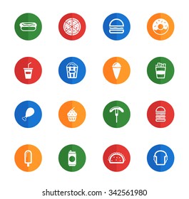 Fast food flat icons for media