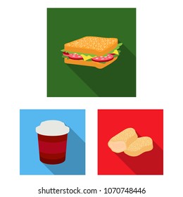 Fast food flat icons in set collection for design.Food from semi-finished products vector symbol stock web illustration.