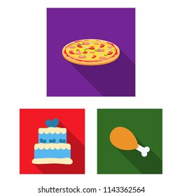 Fast food flat icons in set collection for design.Food from semi-finished products vector symbol stock web illustration.