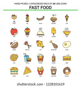 Fast food Flat Line Icon Set - Business Concept Icons Design