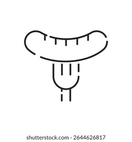 Fast food flat line icon. Burger, fast snacks, sandwich, french fries, hot dog, mexican burrito, pizza vector illustrations.  Thin signs for restaurant menu.