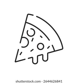Fast food flat line icon. Burger, fast snacks, sandwich, french fries, hot dog, mexican burrito, pizza vector illustrations.  Thin signs for restaurant menu.
