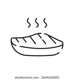 Fast food flat line icon. Burger, fast snacks, sandwich, french fries, hot dog, mexican burrito, pizza vector illustrations.  Thin signs for restaurant menu.