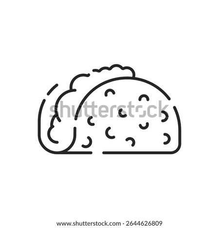Fast food flat line icon. Burger, fast snacks, sandwich, french fries, hot dog, mexican burrito, pizza vector illustrations.  Thin signs for restaurant menu.