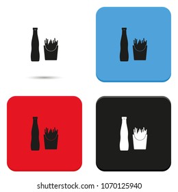 Fast food flat vector icon. French fries and beverage illustration.