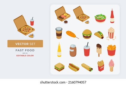 Fast food flat vector illustration. Color Editable eps 10.	