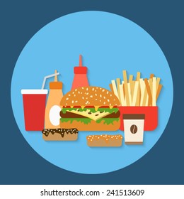 Fast food flat vector illustration