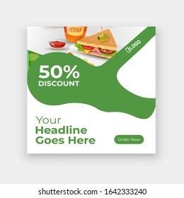 Fast food Flyer brochure banner design in template, layout space for photo background.