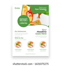 Fast Food Flyer Brochure Design In Size A4 Template, Layout Space For Photo Background.
