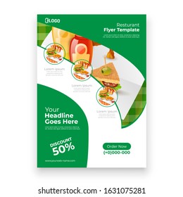 Fast food Flyer brochure design in size A4 template, layout space for photo background.