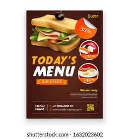 Fast food flyer design template in A4 size with food Menu