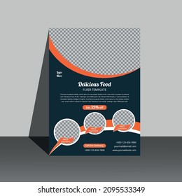 Fast food flyer design template in A4 size, vector pamphlet brochure cover design.