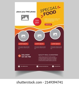 Fast Food Flyer Design Template, cooking, cafe, and restaurant menu, Food Delivery Flyer, brochure design vector template in A4 size. food menu template