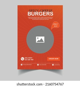 Plantilla de diseño de volante de comida rápida, menú de restaurante, comida basura. Pizza, Burger, Ilustración vectorial para banner, volante, menú, folleto.