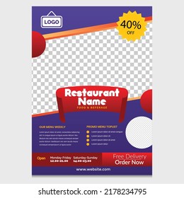 Fast Food Flyer Design Template cooking, cafe and restaurant menu, food ordering, junk food. Pizza, Burger, French fries and Soda. Vector illustration for banner, poster, flyer, cover, menu, brochure.