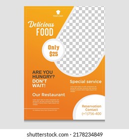 Fast Food Flyer Design Template cooking, cafe and restaurant menu, food ordering, junk food. Pizza, Burger, French fries and Soda. Vector illustration for banner, poster, flyer, cover, menu, brochure.