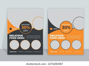 Fast Food Flyer Design Template cooking, cafe and restaurant menu, food ordering, junk food. Vector illustration for banner, poster, flyer, cover, menu, brochure