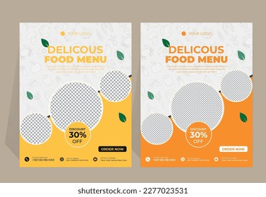 Fast Food Flyer Design Template cooking, cafe and restaurant menu, food ordering, junk food. Vector illustration for banner, poster, flyer, cover, menu, brochure