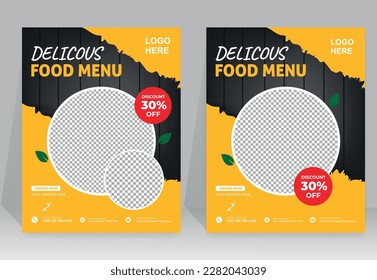 Fast Food Flyer Design Template cooking, cafe and restaurant menu, food ordering, junk food. Vector illustration for banner, poster, flyer, cover, menu, brochure