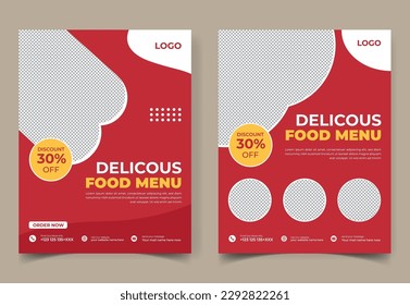 Fast Food Flyer Design Template cooking, cafe and restaurant menu, food ordering, junk food. Vector illustration for banner, poster, flyer, cover, menu, brochure