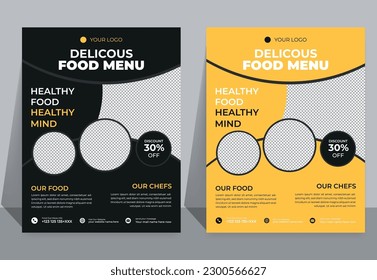 Fast Food Flyer Design Template cooking, cafe and restaurant menu, food ordering, junk food. Vector illustration for banner, poster, flyer, cover, menu, brochure