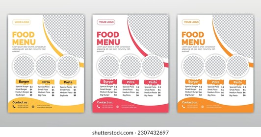 Fast Food Flyer Design Template cooking, cafe and restaurant menu, food ordering, junk food. Vector illustration for banner, poster, flyer, cover, menu, brochure